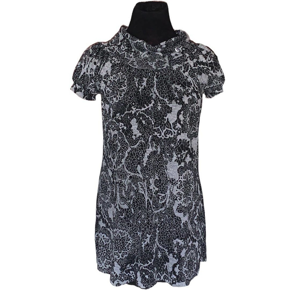 By Rox Black and White Patterned Midi Dress Size Medium